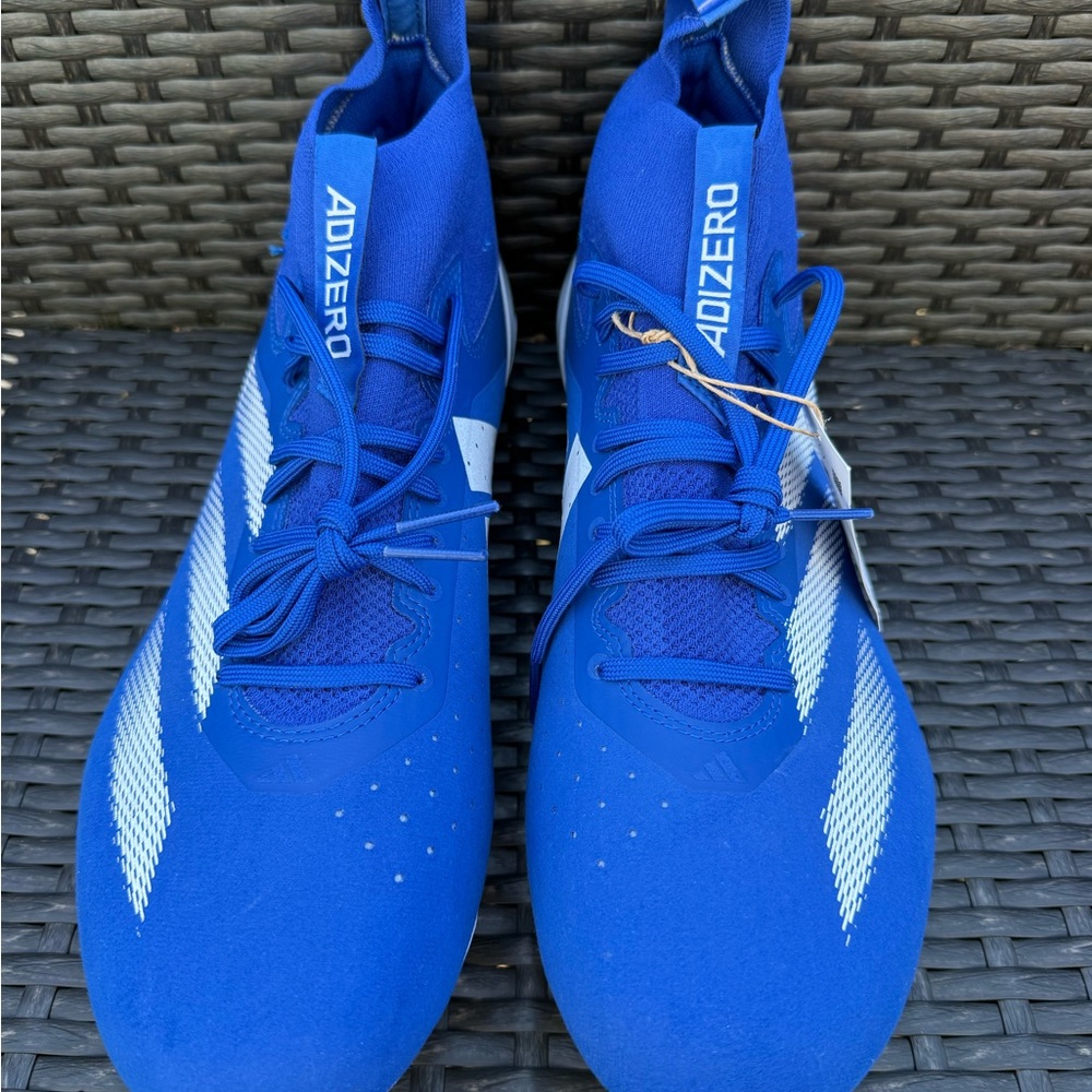 adidas Adizero Blue White Men's football Cleats US Size 15 Athletic Footwear